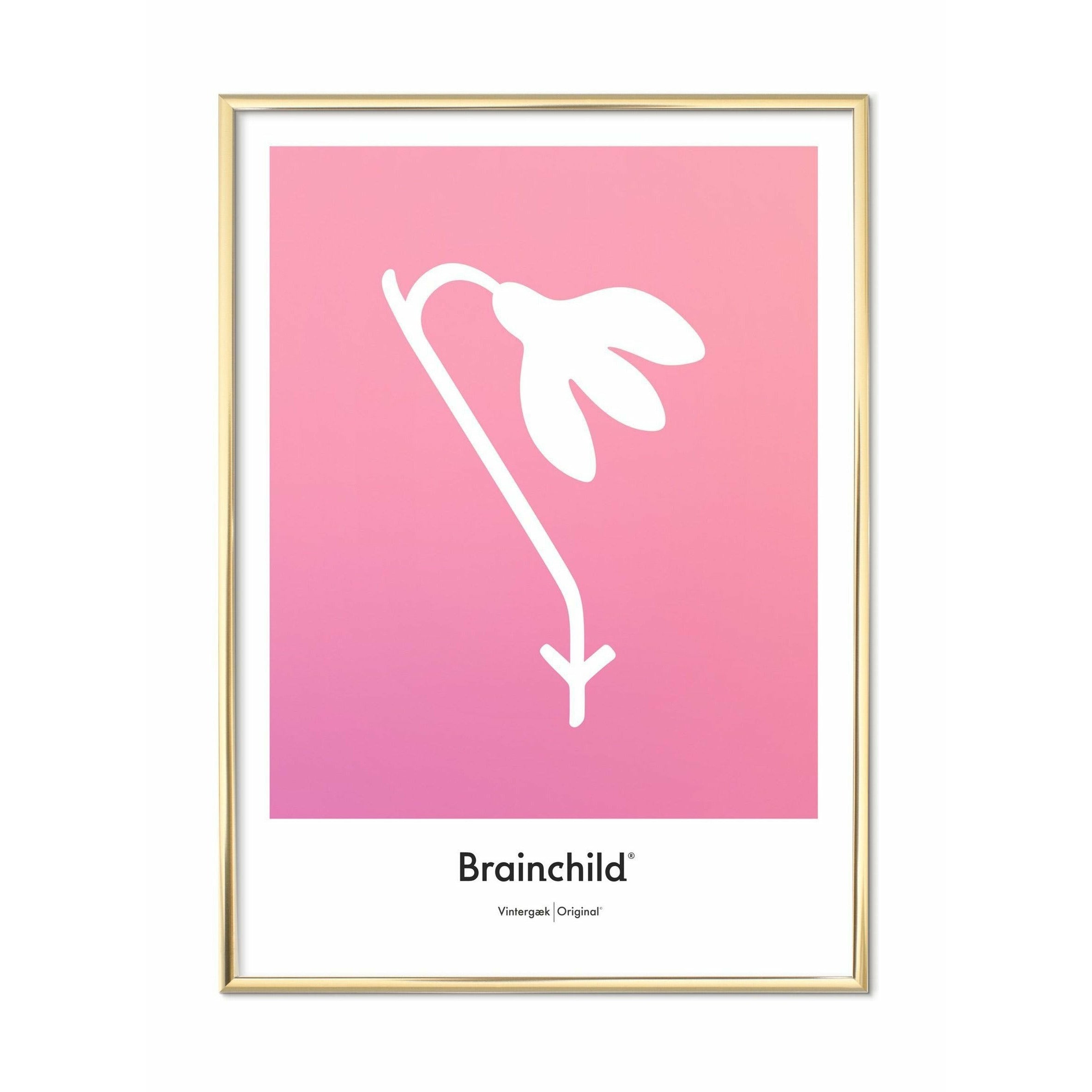 Brainchild Vintergæk Designikon Plakat, Messingfarvet Ramme 50X70 Cm, Rosa