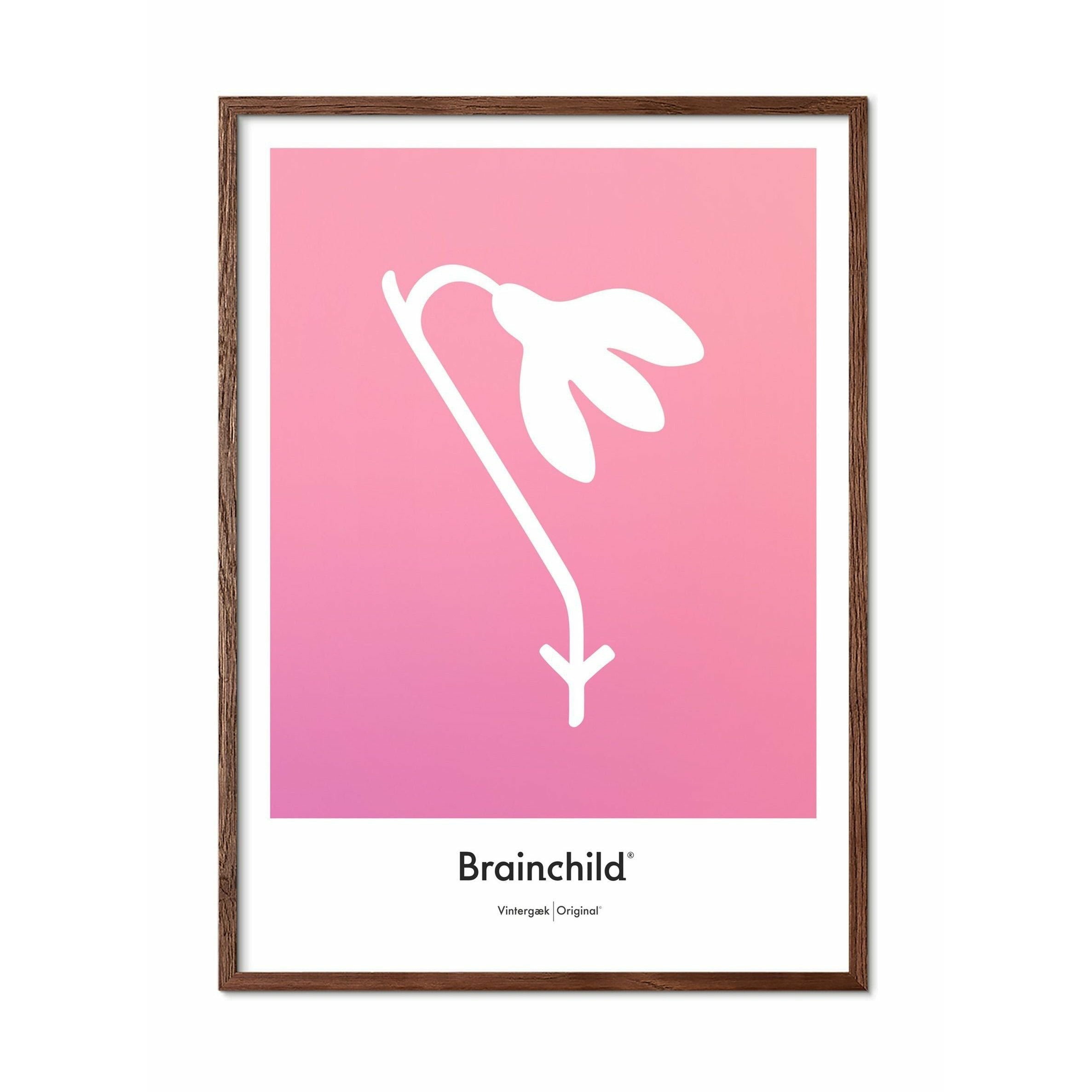 Brainchild Vintergästdesignikonsaffisch, ram i mörkt trä 30x40 cm, rosa