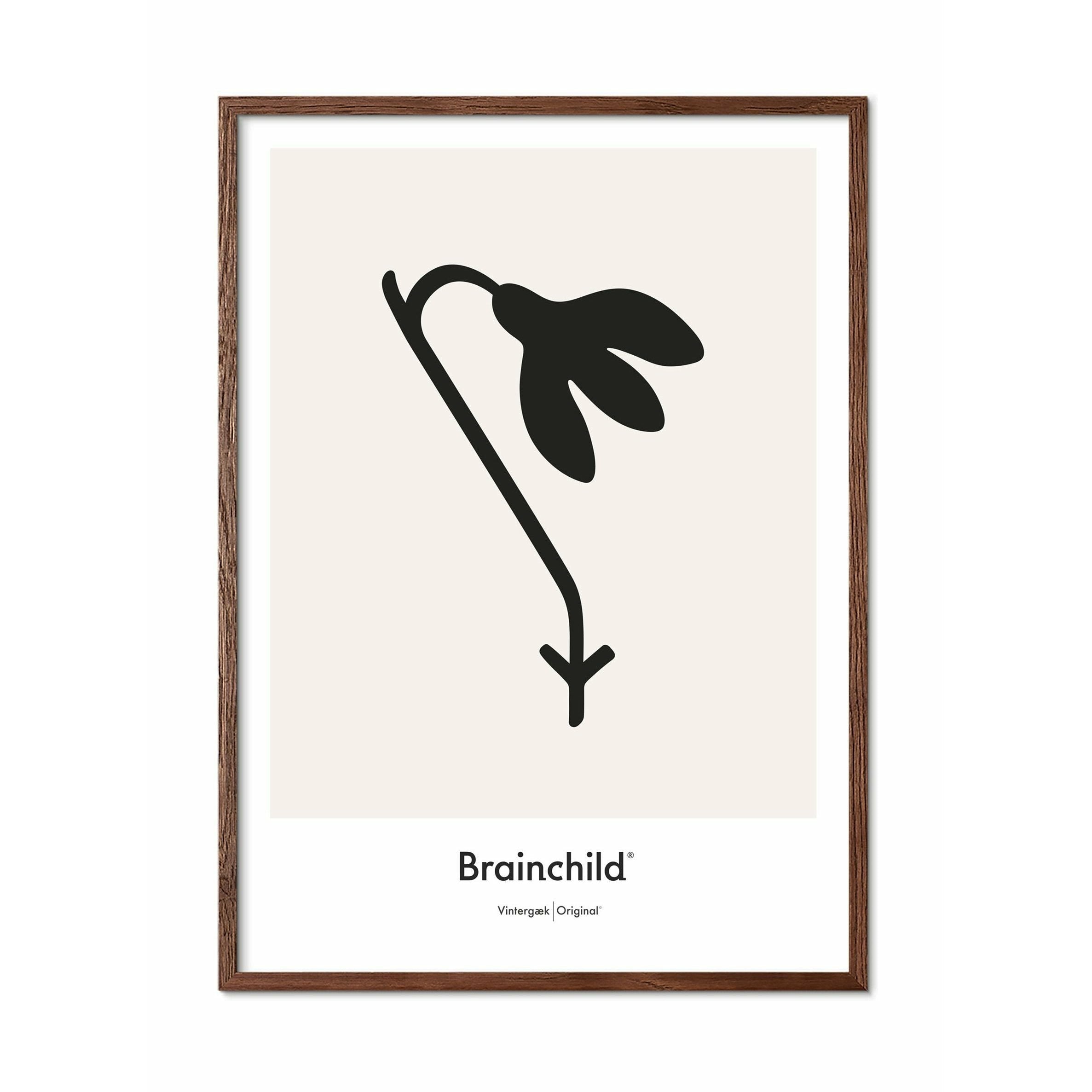 Brainchild Vintergästdesignikonsaffisch, ram i mörkt trä 70x100 cm, grå