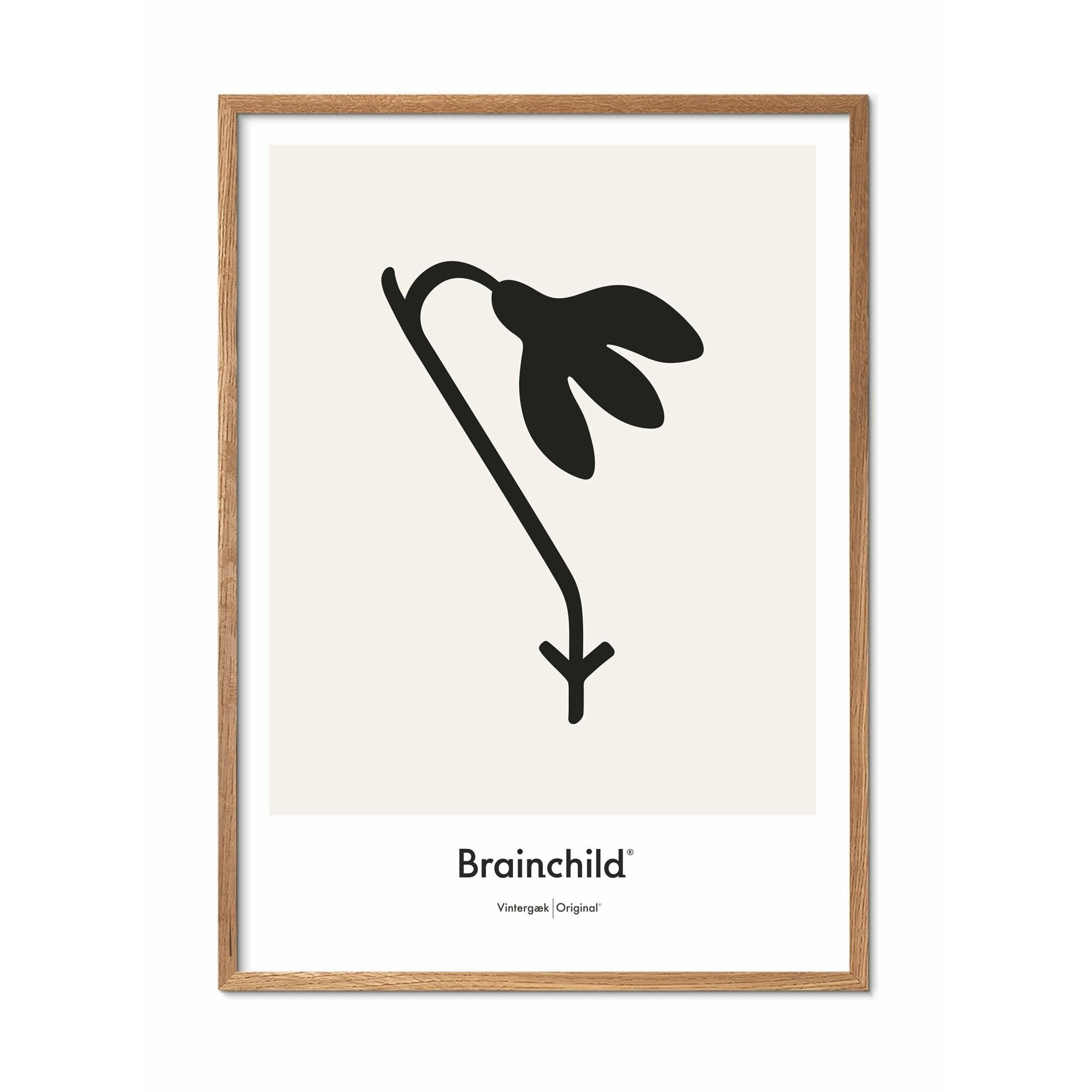 Brainchild Vintergästdesignikonsaffisch, ram i lätt trä 50x70 cm, grå