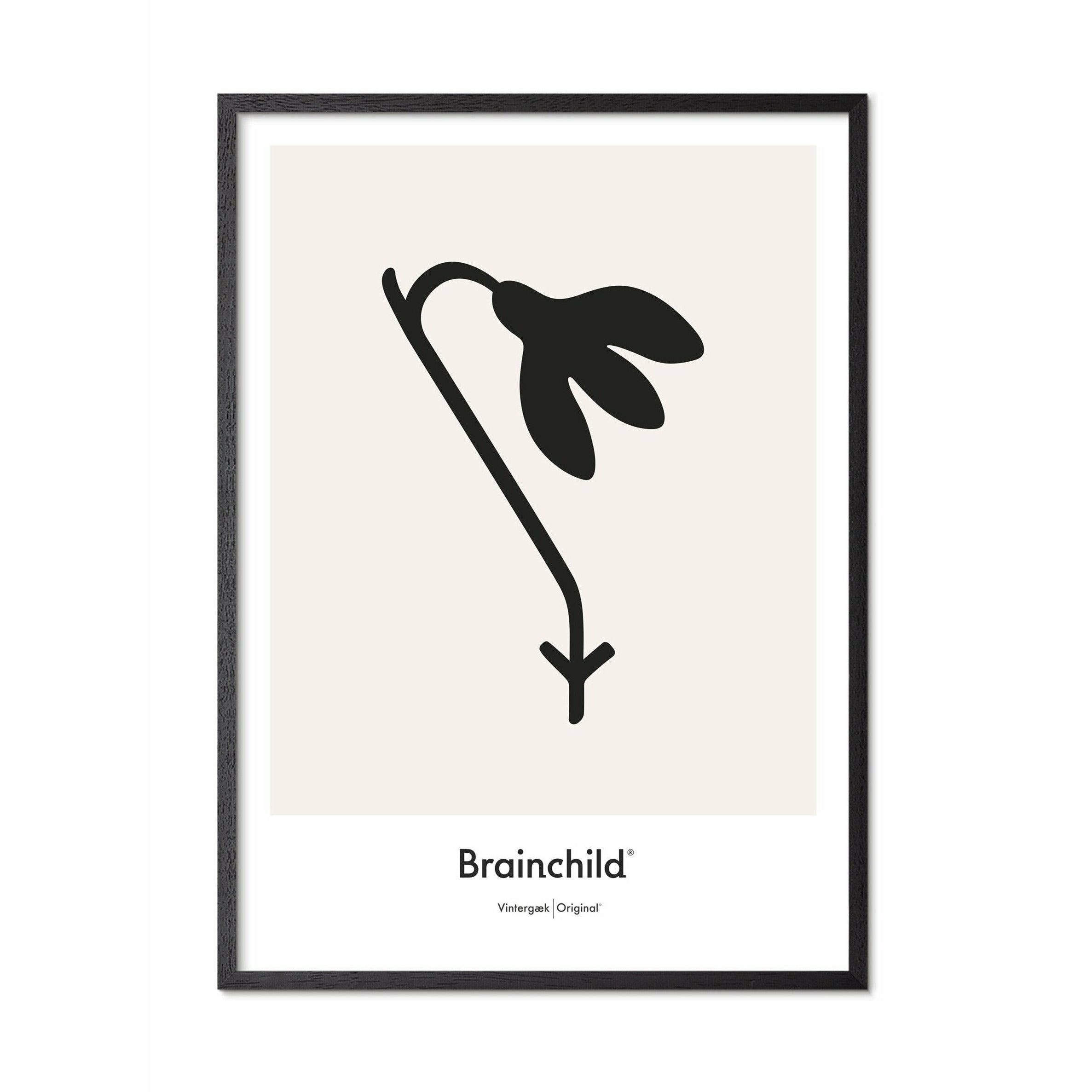 Brainchild Vintergästdesignikonsaffisch, ram i svart -målat trä 50x70 cm, grå