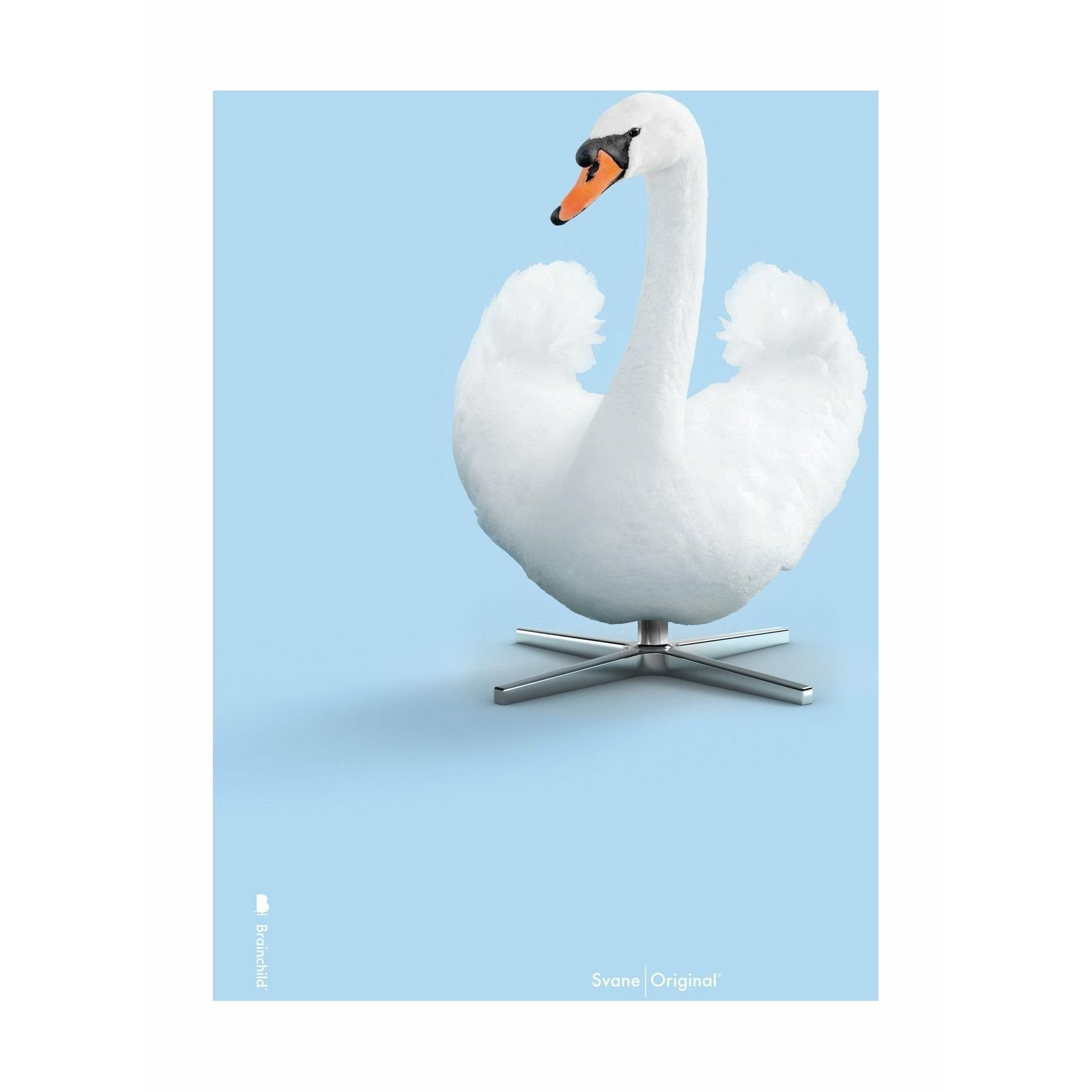 Brainchild Swan Classic Poster No Frame 30x40 CM, ljusblå bakgrund