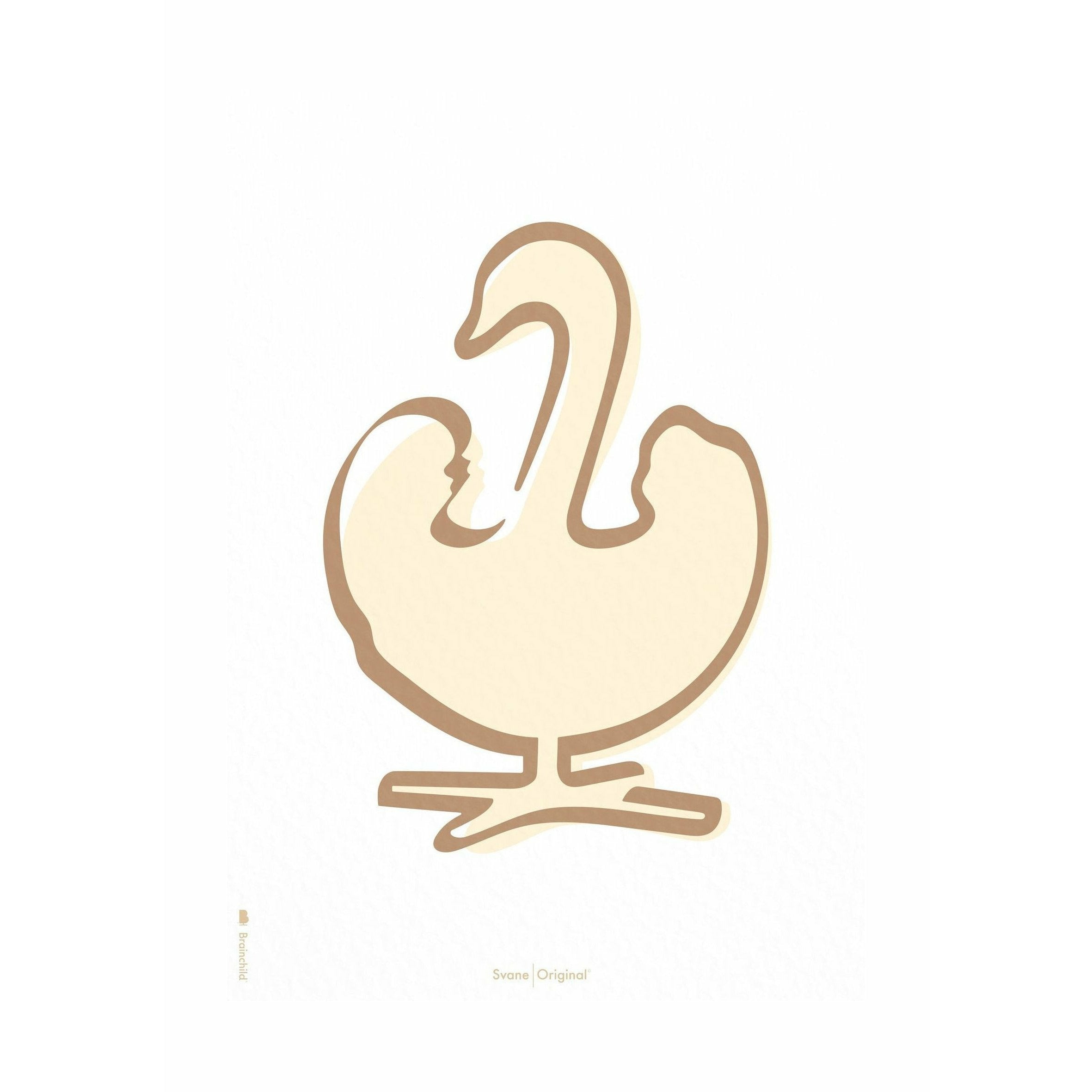 Brainchild Swan Stroke Poster ingen ram 50x70 cm, vit bakgrund