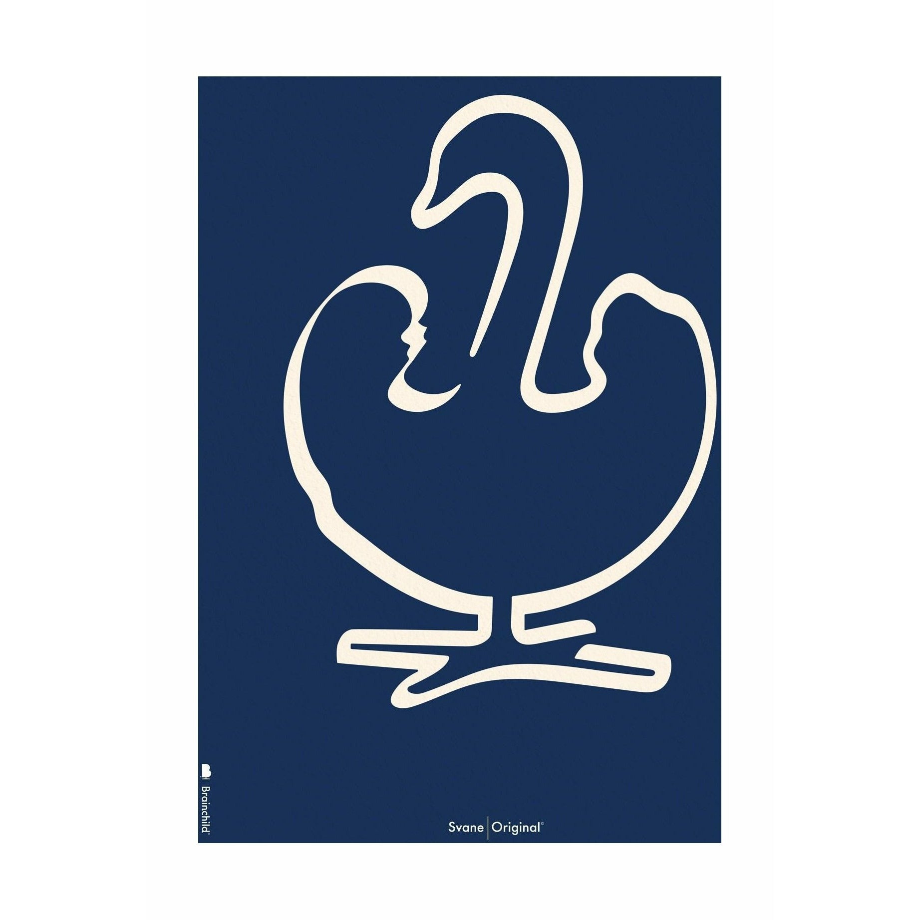 Brainchild Swan Stroke Poster ingen ram A5, blå bakgrund