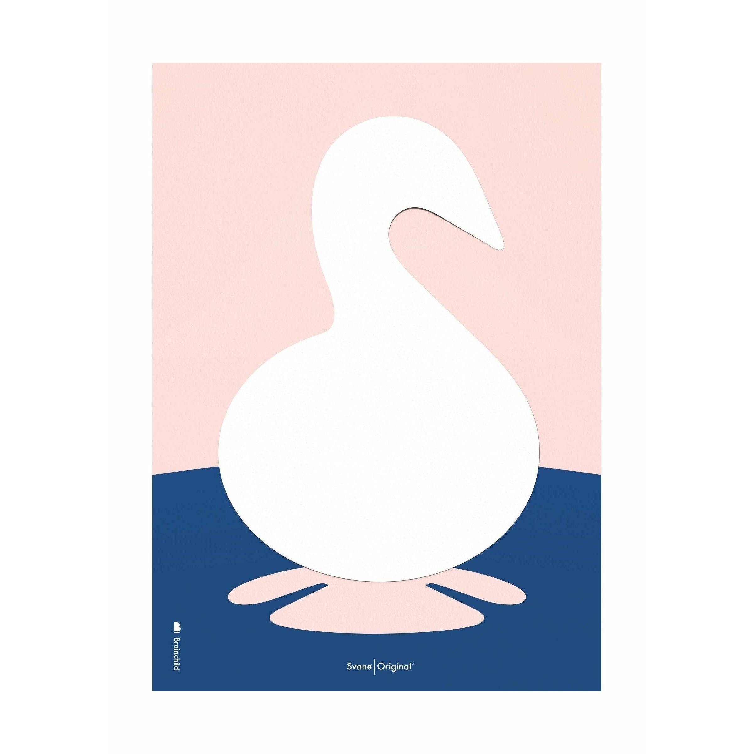 Brainchild SWAN PAPER CLIP -affisch ingen ram A5, rosa bakgrund
