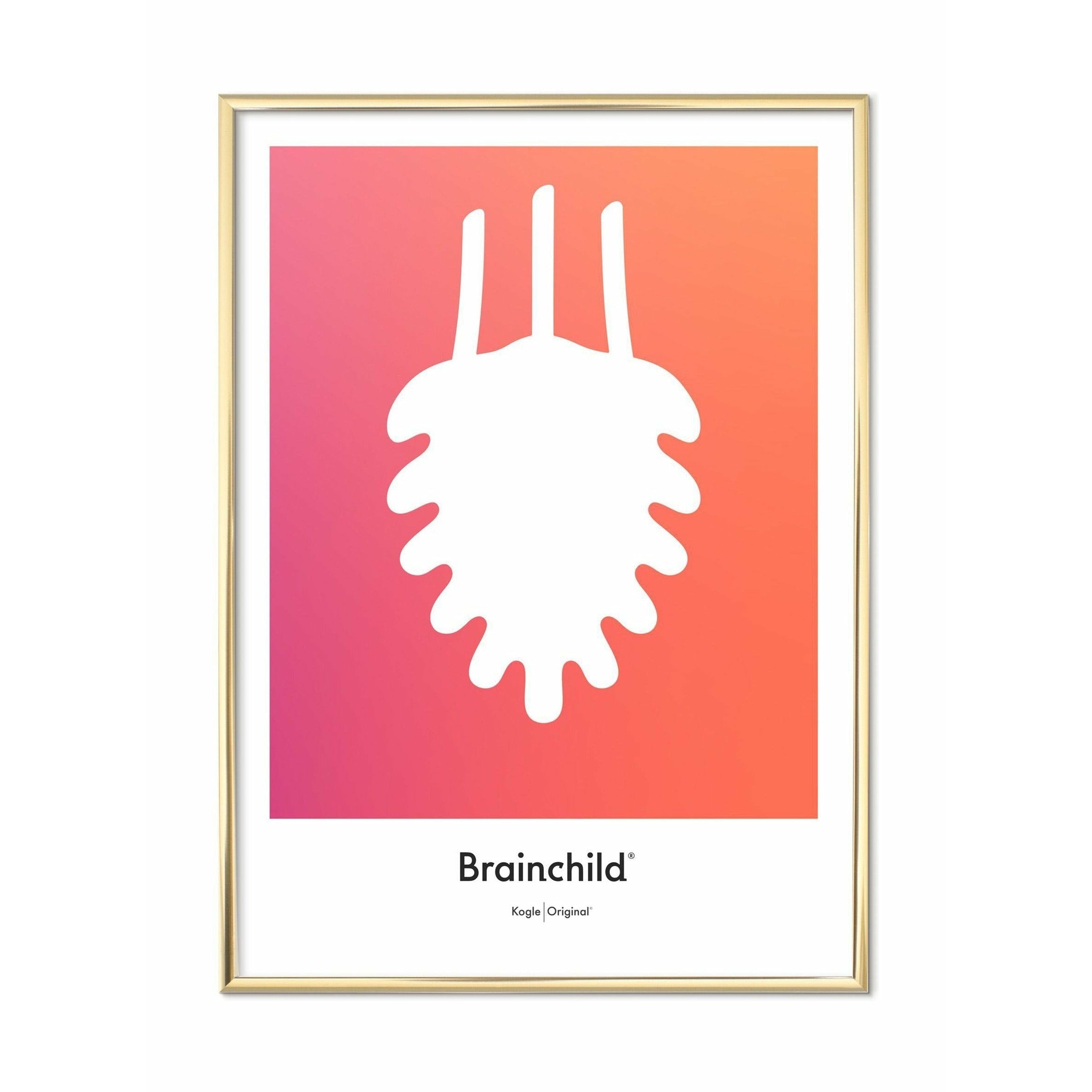 Brainchild Bull Design Icon -affisch, mässingsfärgad ram 30x40 cm, orange