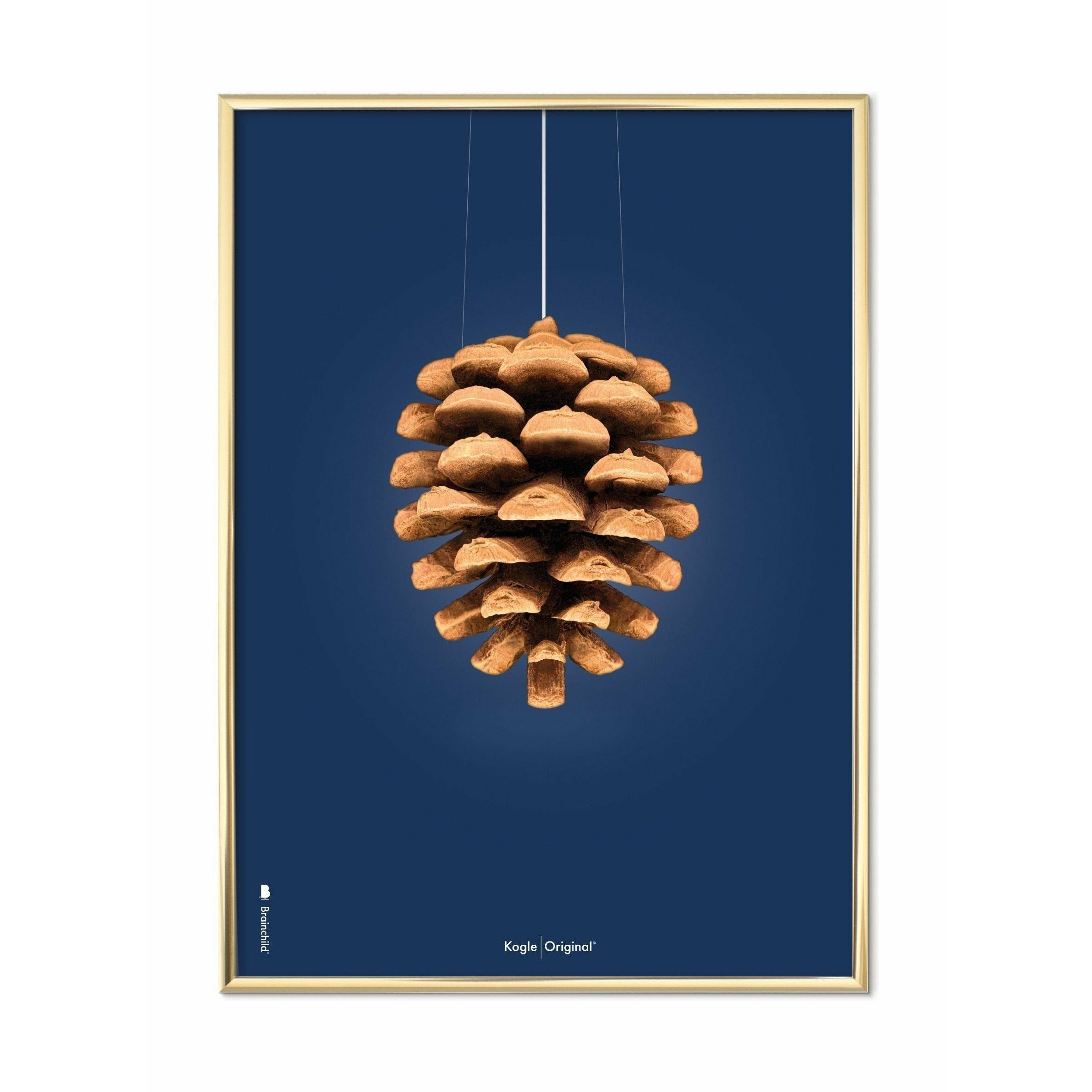 Brainchild Kogle Klassisk Plakat, Messingfarvet Ramme 70X100 Cm, Mørkeblå Baggrund