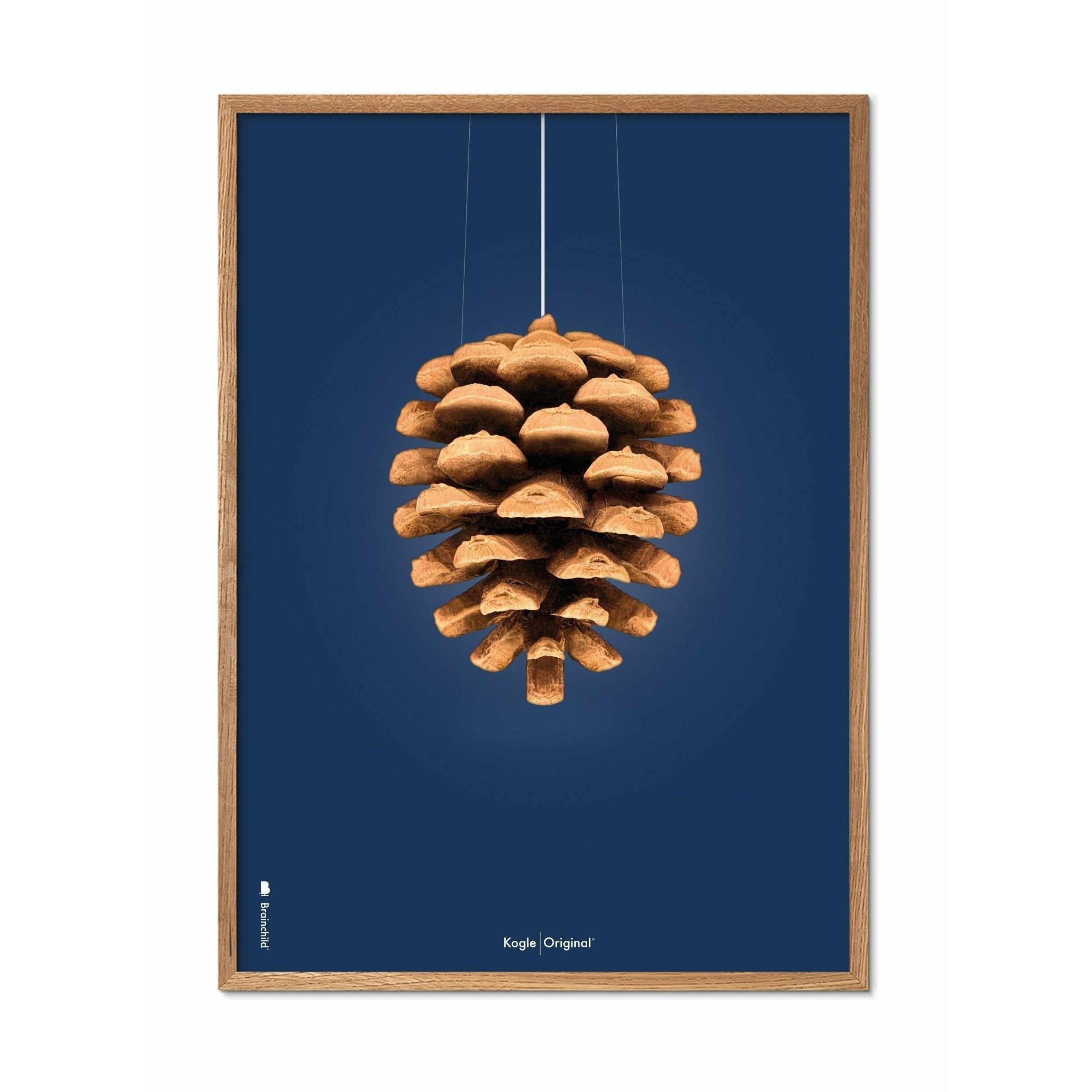 Brainchild Bull Classic -affisch, ram i lätt trä 30x40 cm, mörkblå bakgrund