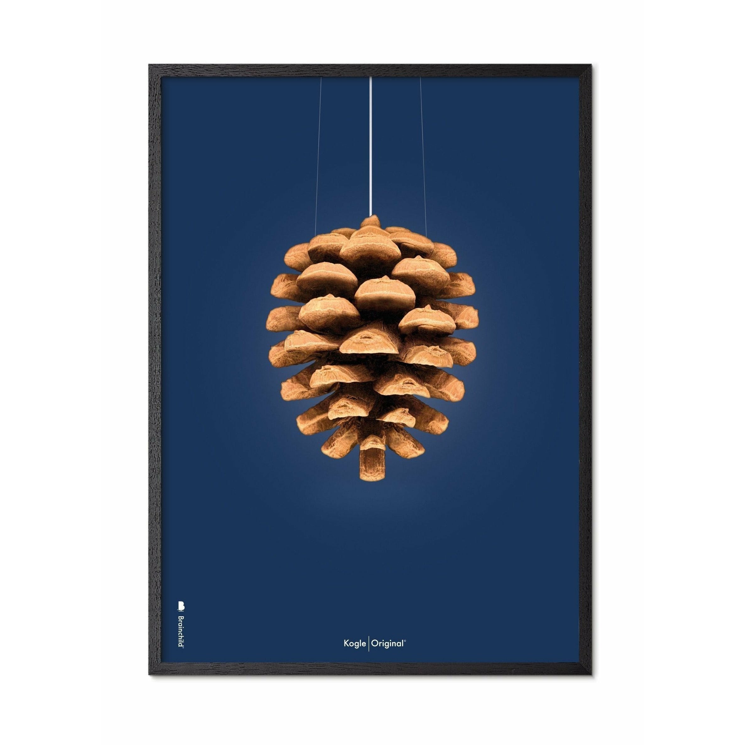 Brainchild Kogle Klassisk Plakat, Ramme I Sortmalet Træ 50X70 Cm, Mørkeblå Baggrund