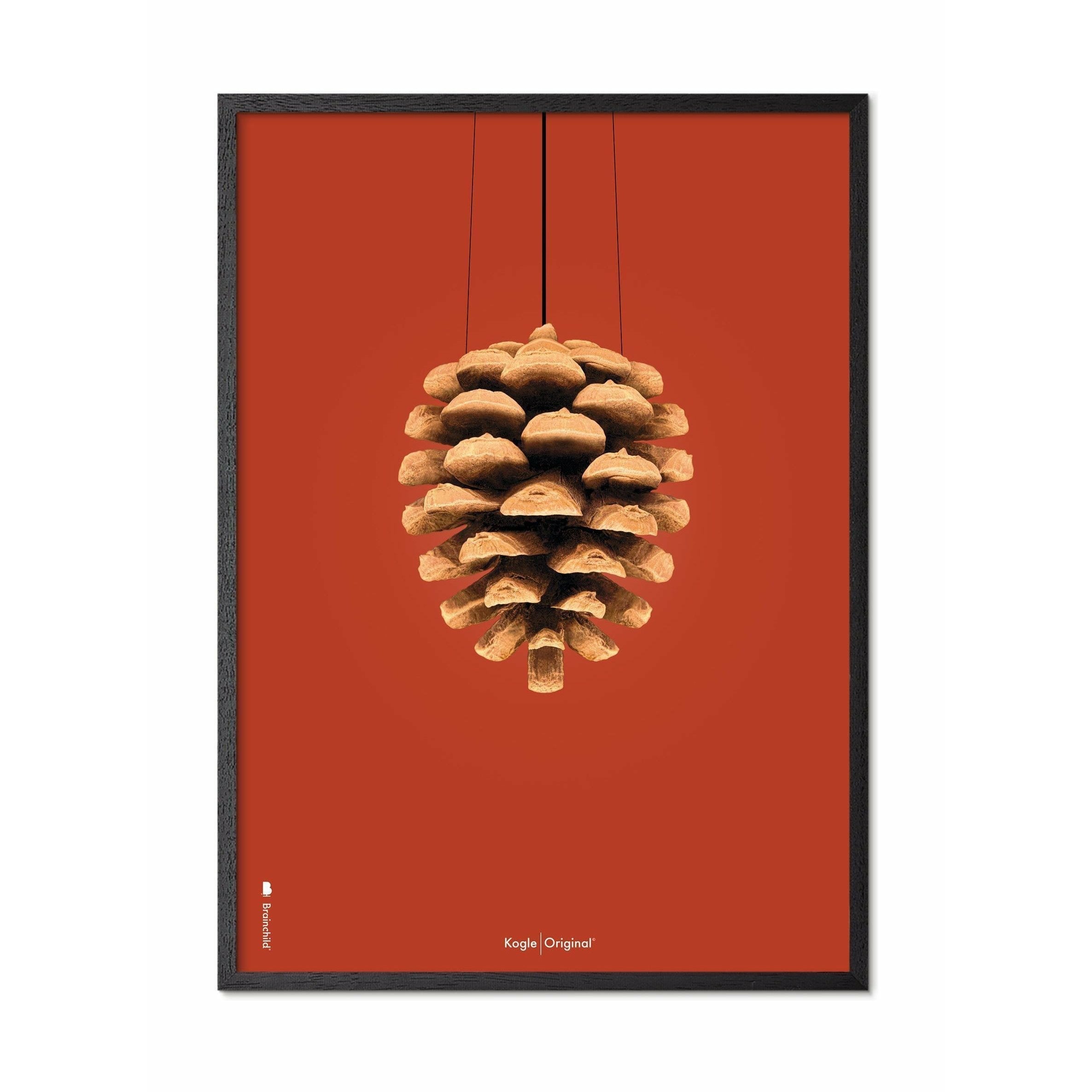 Brainchild Kogle Klassisk Plakat, Ramme I Sortmalet Træ 70X100 Cm, Rød Baggrund