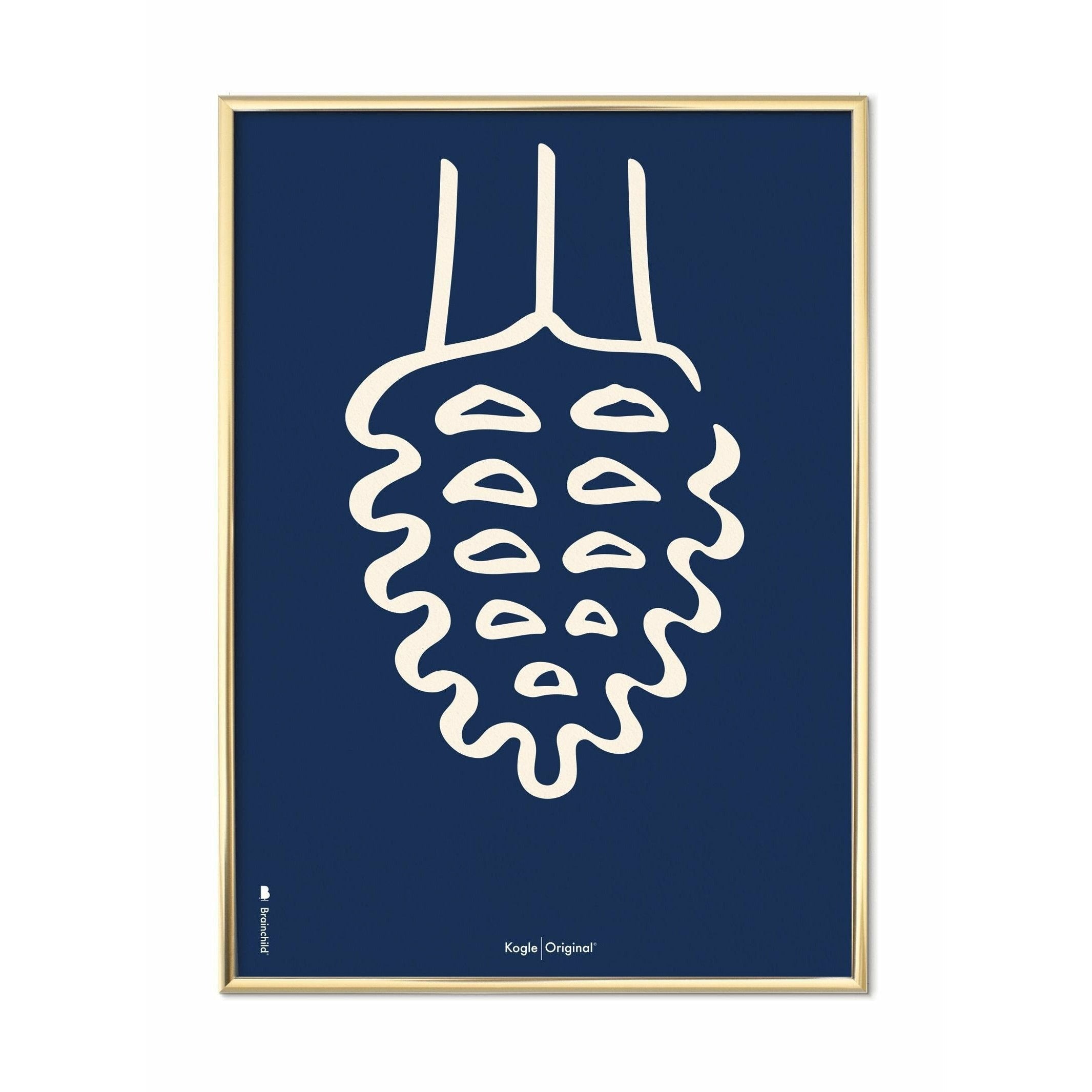 Brainchild Koller stroke affisch, mässingsfärgad ram 30x40 cm, blå bakgrund