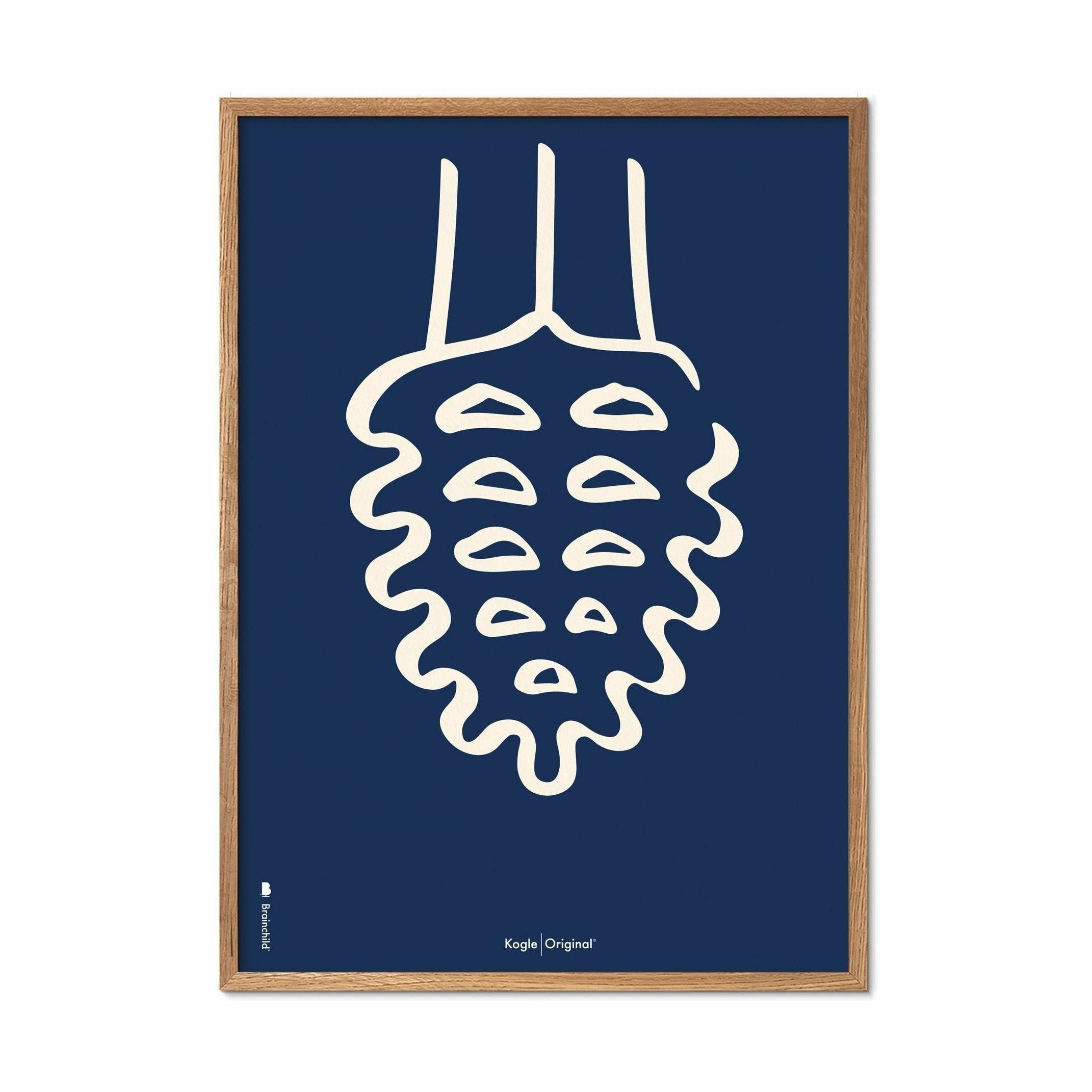 Brainchild Buller Line -affisch, ram i lätt trä 70x100 cm, blå bakgrund