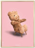 Brainchild Nallebjörn klassisk affisch mässing färgad ram 70x100 cm, rosa bakgrund