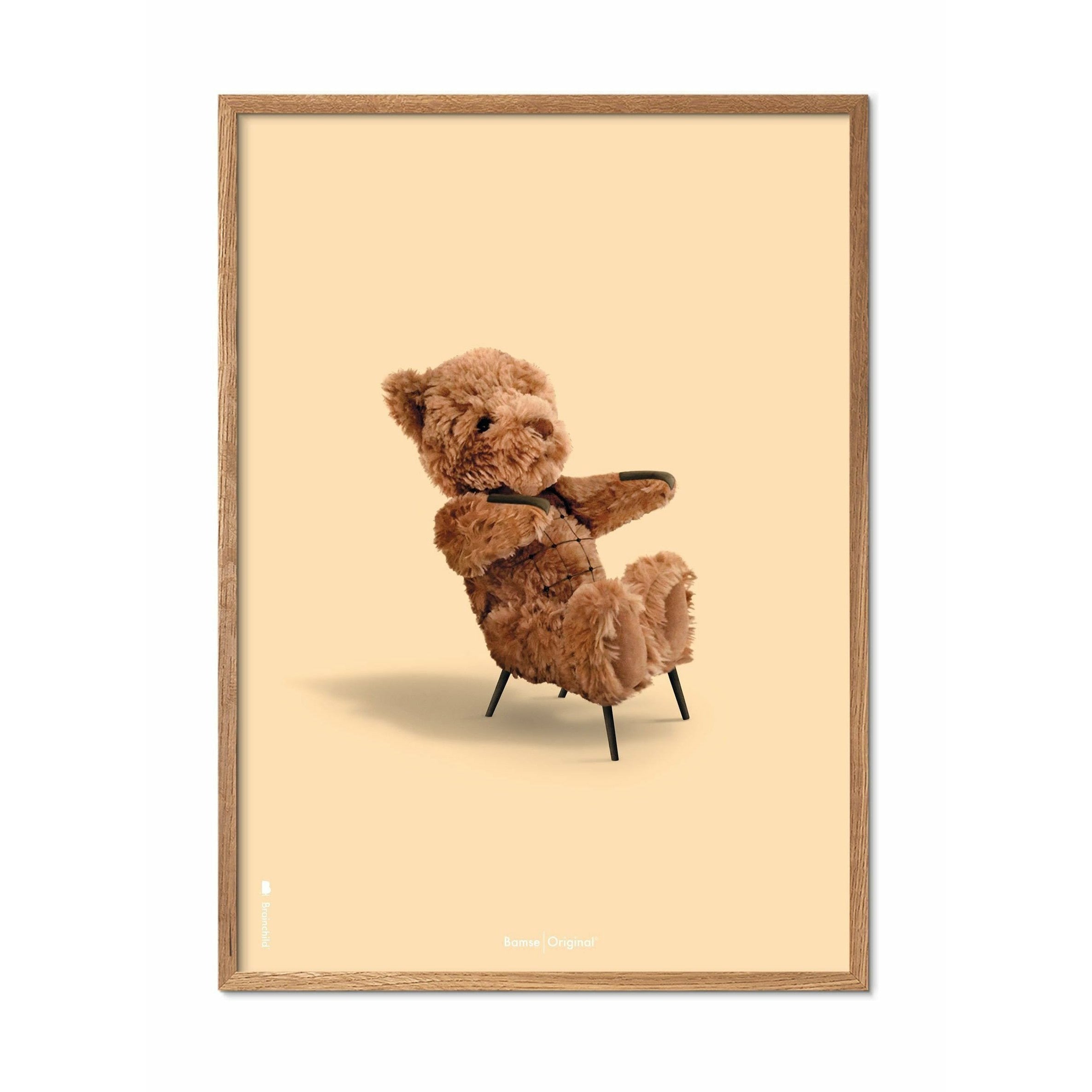 Brainchild Nallebjörn klassisk affisch, ram i lätt trä A5, sandfärgad bakgrund