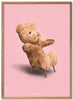 Brainchild Nallebjörn klassisk affischram i lätt träram 50x70 cm, rosa bakgrund