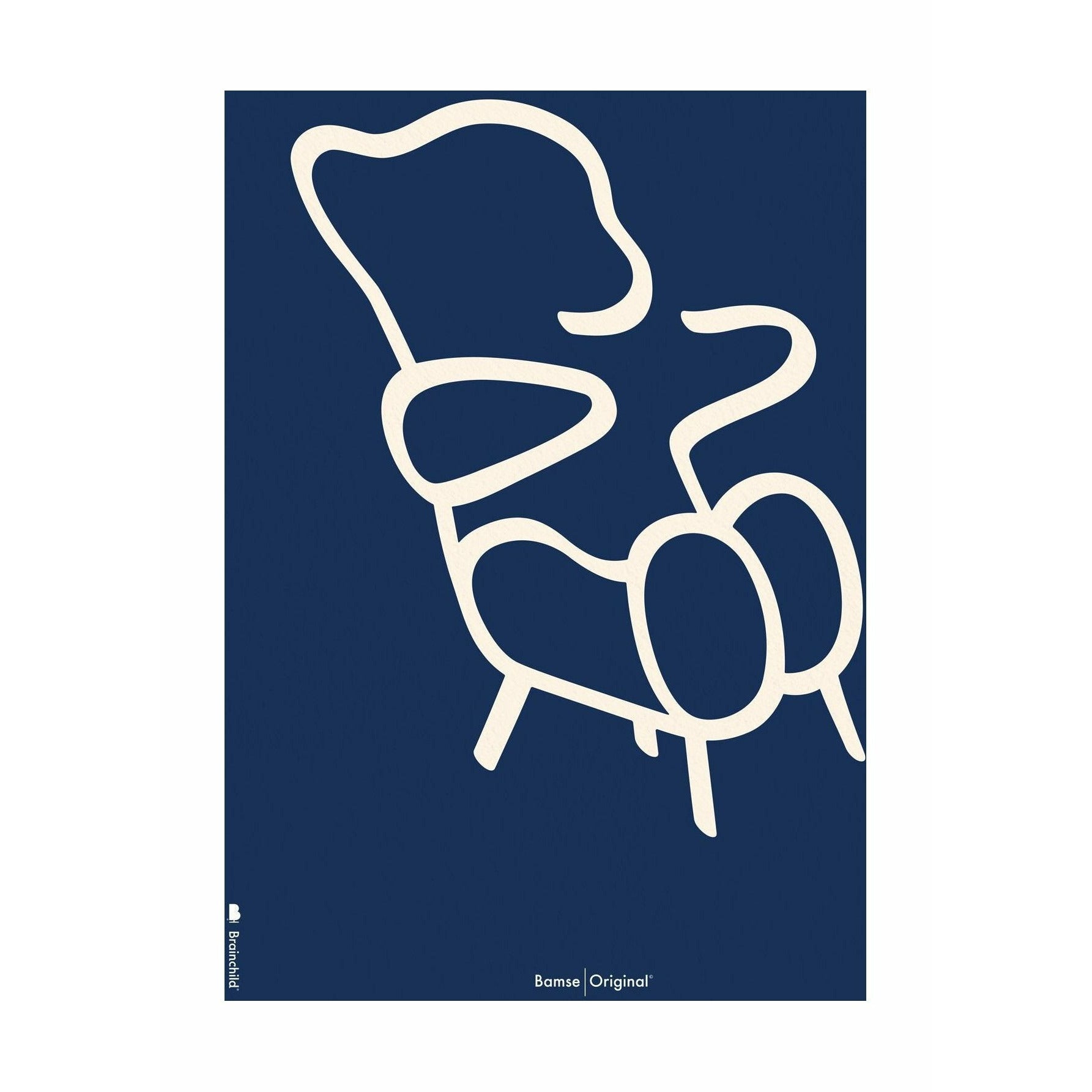 Brainchild Nallebjörnslinje affisch ingen ram 70x100 cm, blå bakgrund
