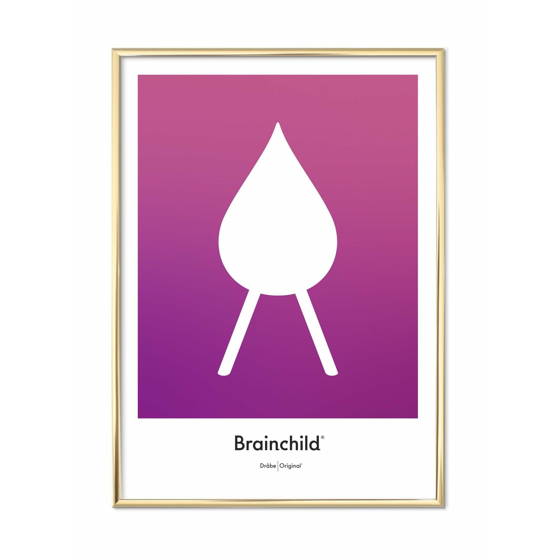 Brainchild Drop Design Icon -affisch, mässingsfärgad ram 50x70 cm, lila