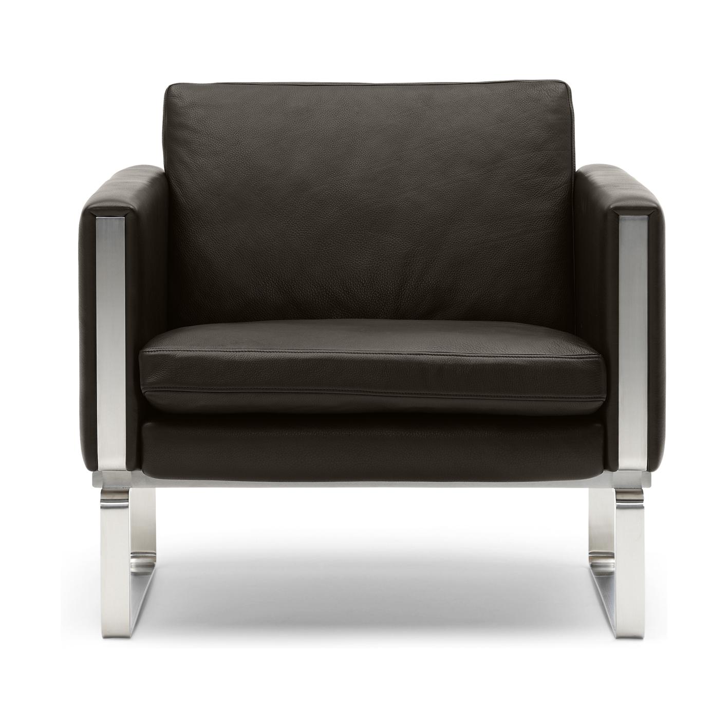 Carl Hansen CH101 Lounge Chair, Steel/ Dark Brown Leather (Thor 306)