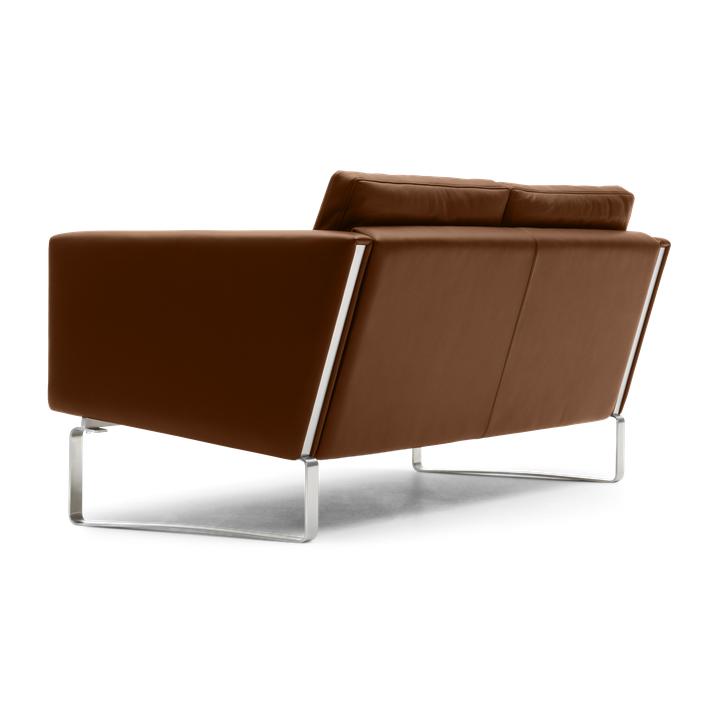 Carl Hansen CH102 soffa, stål/ brunt läder