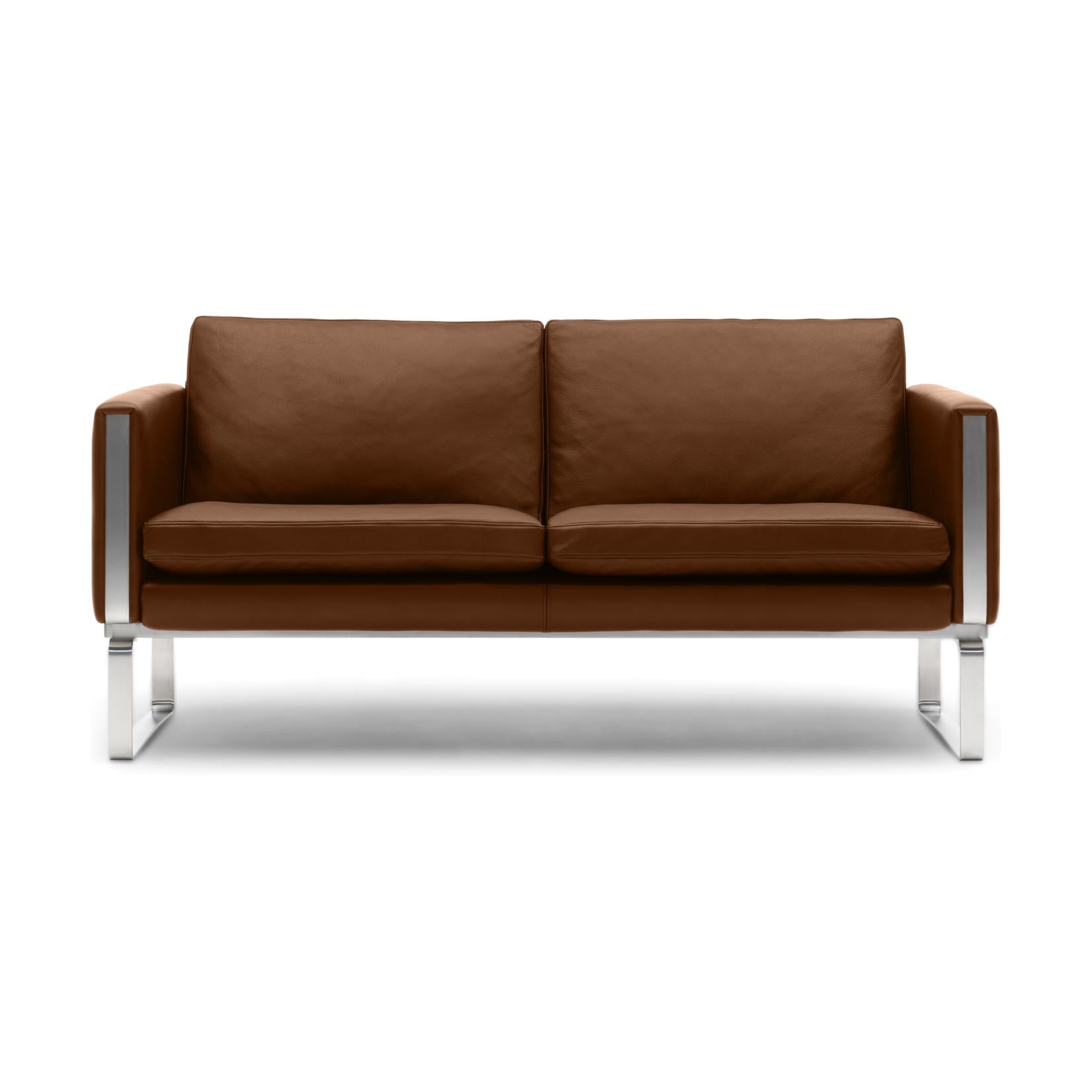 Carl Hansen CH102 soffa, stål/ brunt läder