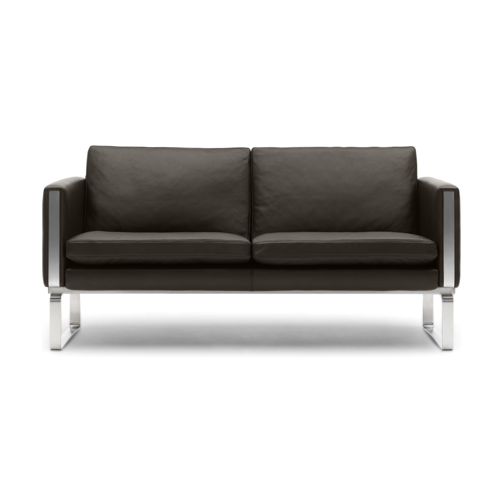 Carl Hansen CH102 soffa, stål/ mörkbrunt läder (Thor 306)