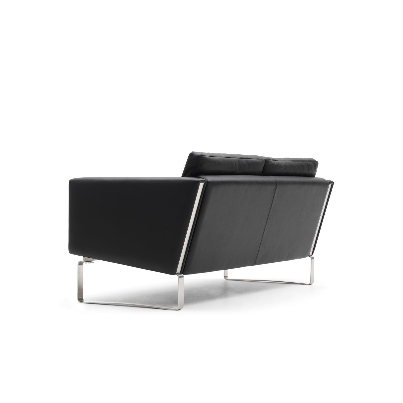 Carl Hansen CH102 soffa rostfritt stål, svart läder