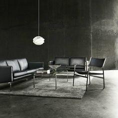 Carl Hansen CH103 soffa, stål/ mörkbrunt läder