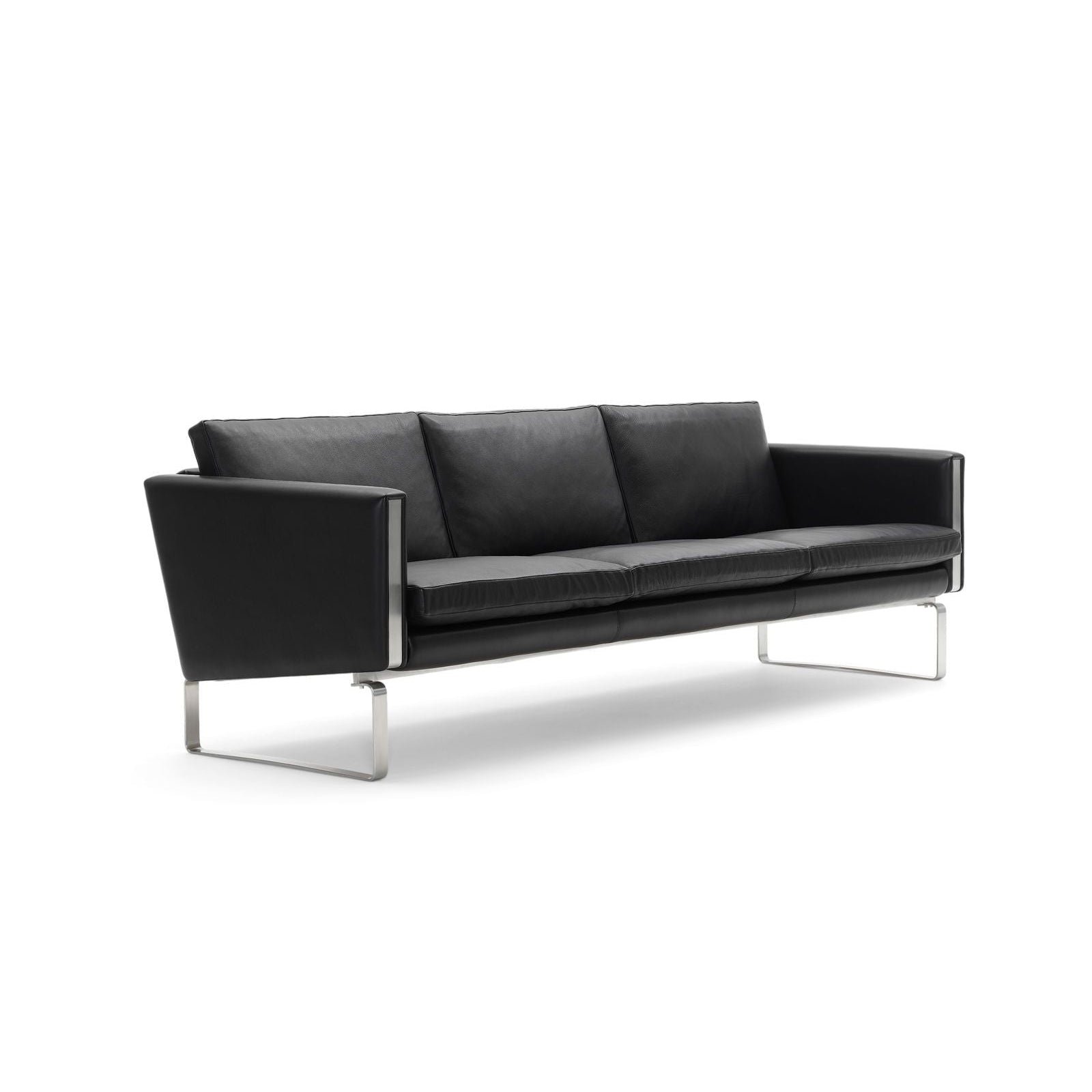 Carl Hansen CH103 soffa rostfritt stål, svart läder