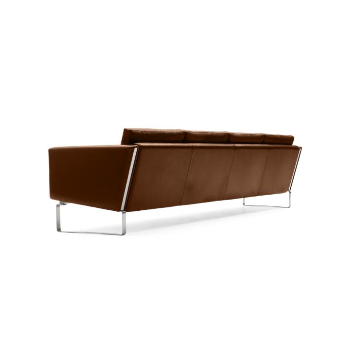 Carl Hansen CH104 soffa, stål/ brunt läder