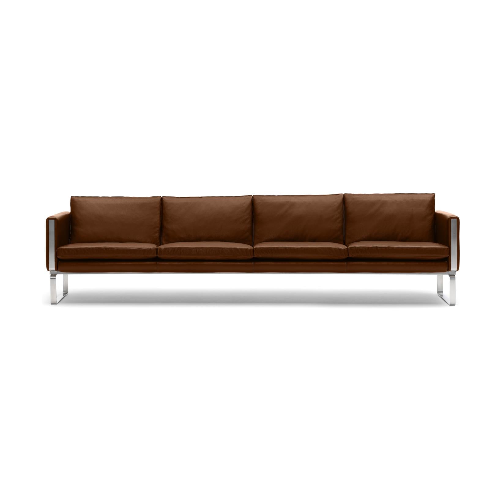 Carl Hansen CH104 soffa, stål/ brunt läder