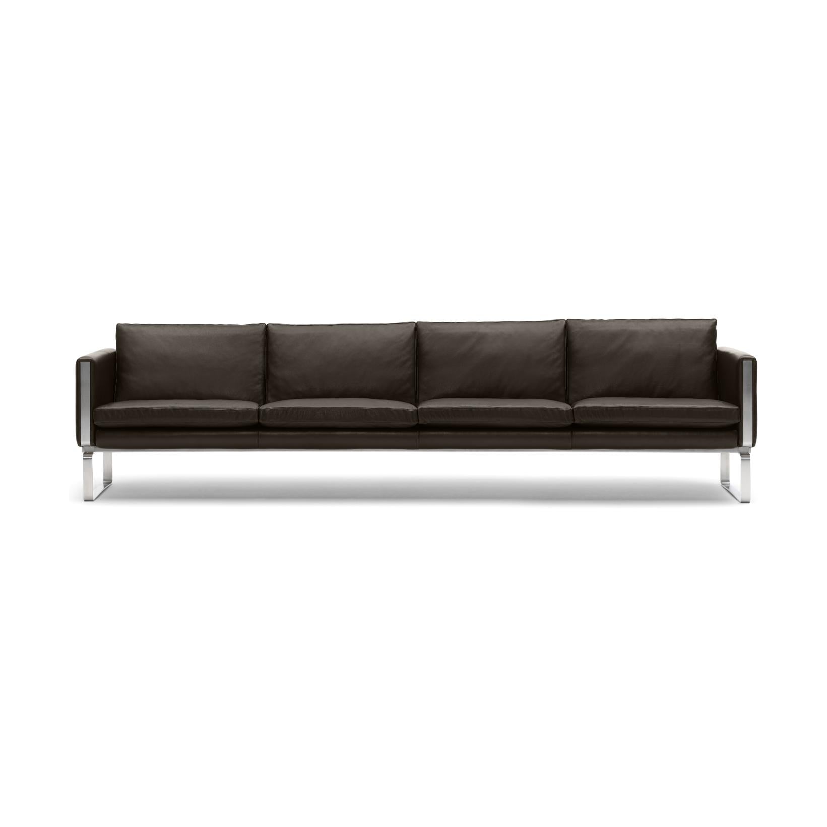 Carl Hansen CH104 soffa, stål/ mörkbrunt läder