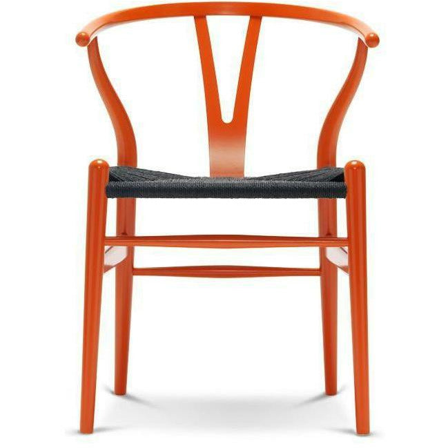 Carl Hansen CH24 Y-Chair Beech Orange Red, Black Braid