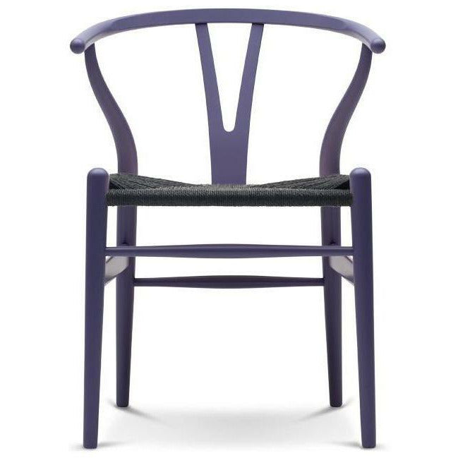 Carl Hansen CH24 Y-Chair Beech Purple Blue, svart flätan