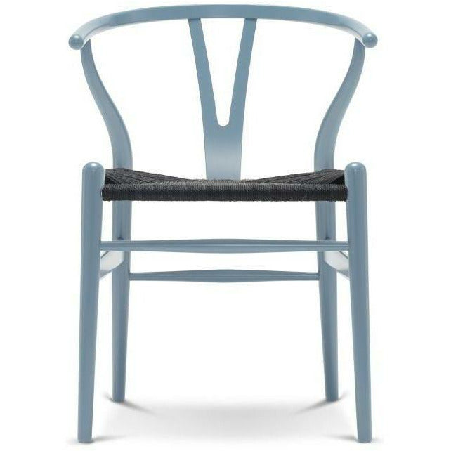 Carl Hansen CH24 Y-Chair Beech Steel Blue, svart flätan