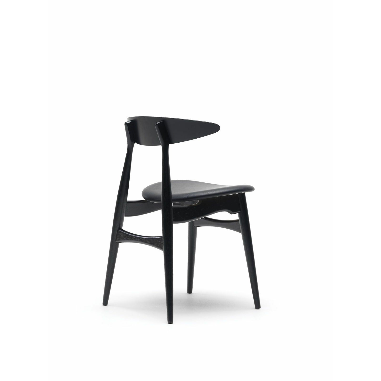 Carl Hansen CH33P -stol, svart bok, svart läder sif 98