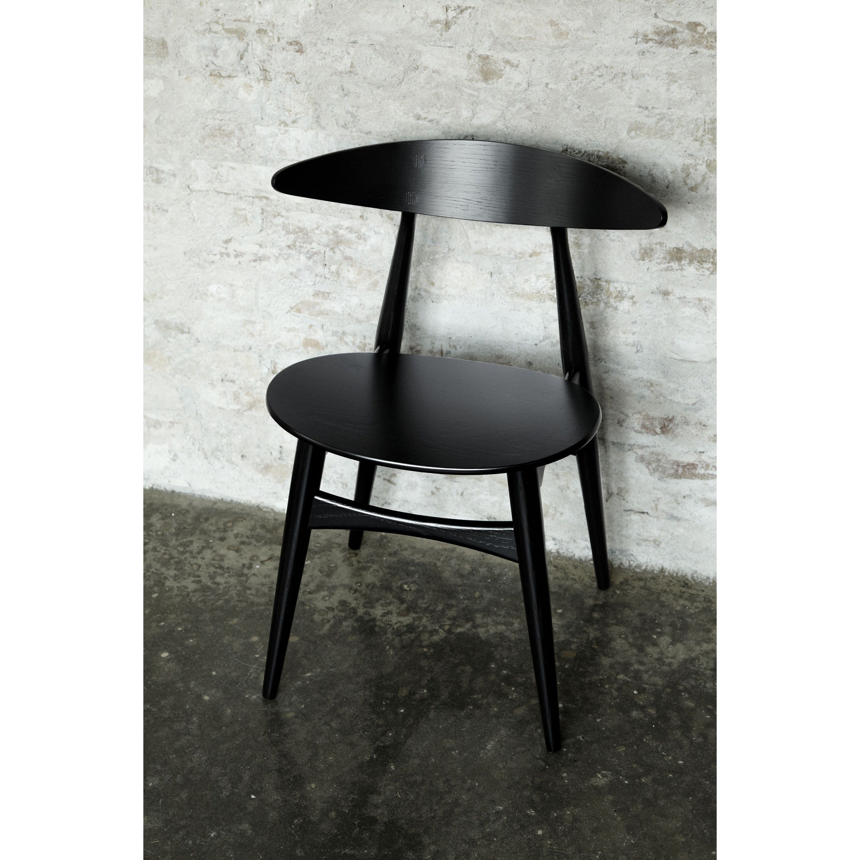 Carl Hansen CH33P -stol, svart ek, svart läder