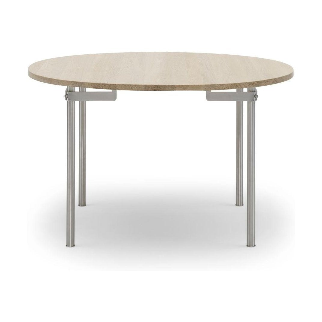 Carl Hansen CH388 matbord rostfritt stål utan drag, vit oljad ek