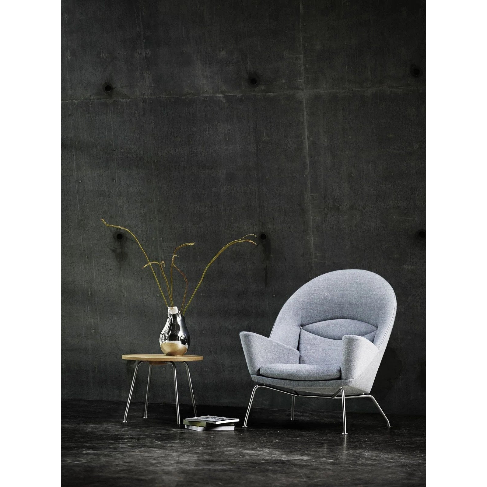 Carl Hansen CH468 Oculus stol, rostfritt stål, mörkgrå tyg