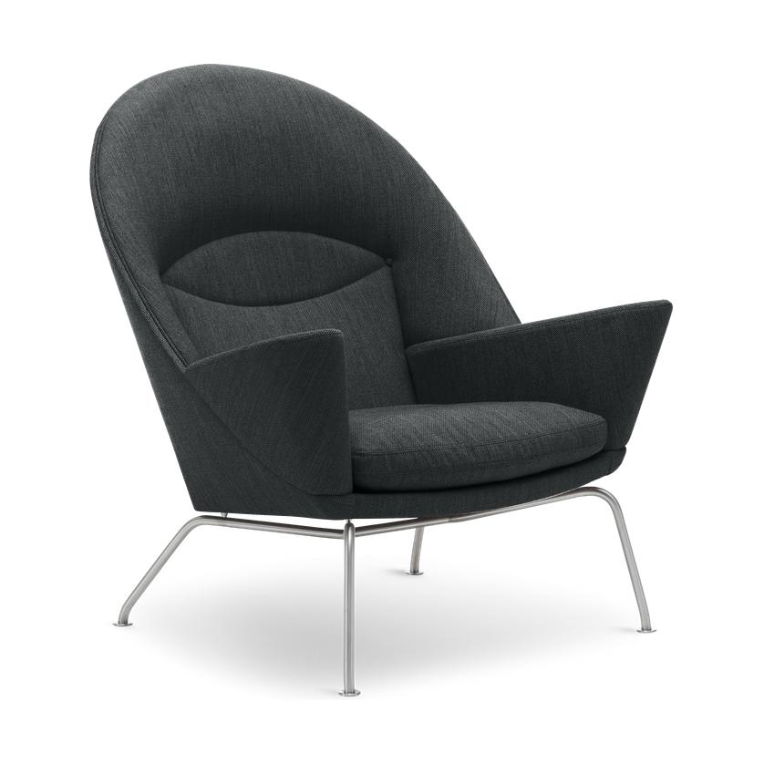 Carl Hansen CH468 Oculus stol, rostfritt stål, svart tyg