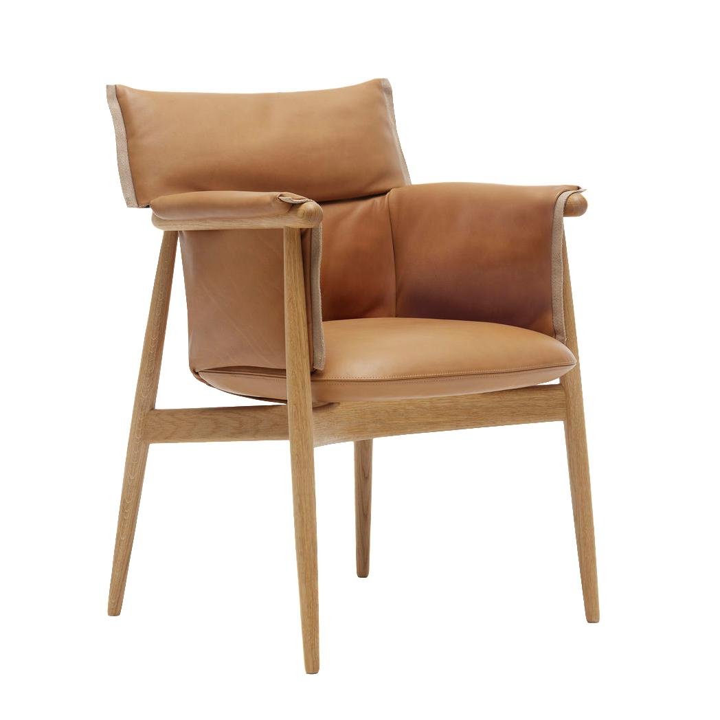 Carl Hansen E005 Embrace Chair Oiled Oak, Brown Leather