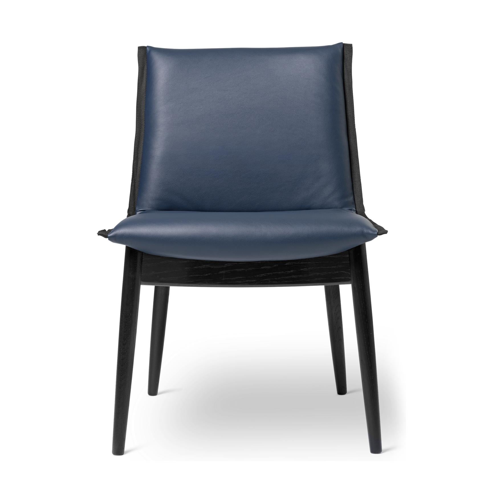Carl Hansen E004 Embrace Chair, Black Painted Oak, Blue Leather