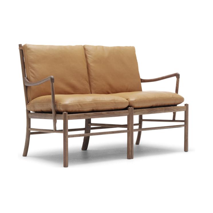 Carl Hansen OW149-2 kolonial soffa, oljad valnöt/ ljusbrunt läder