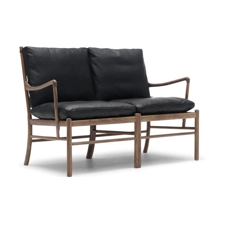 Carl Hansen OW149-2 kolonial soffa, oljad valnöt/ svart läder