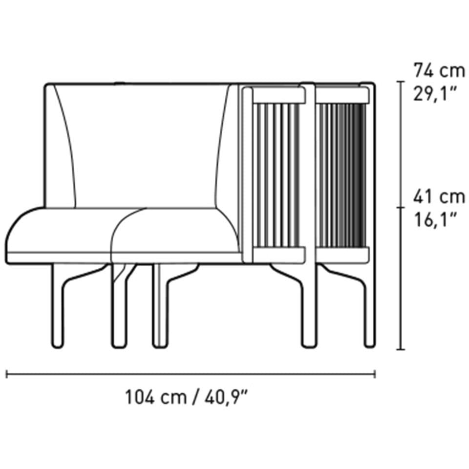 Carl Hansen RF1903-R i sidled 3-personers soffa höger oljad valnöt/Hallingdal 116 Tyg, grå/naturbrun