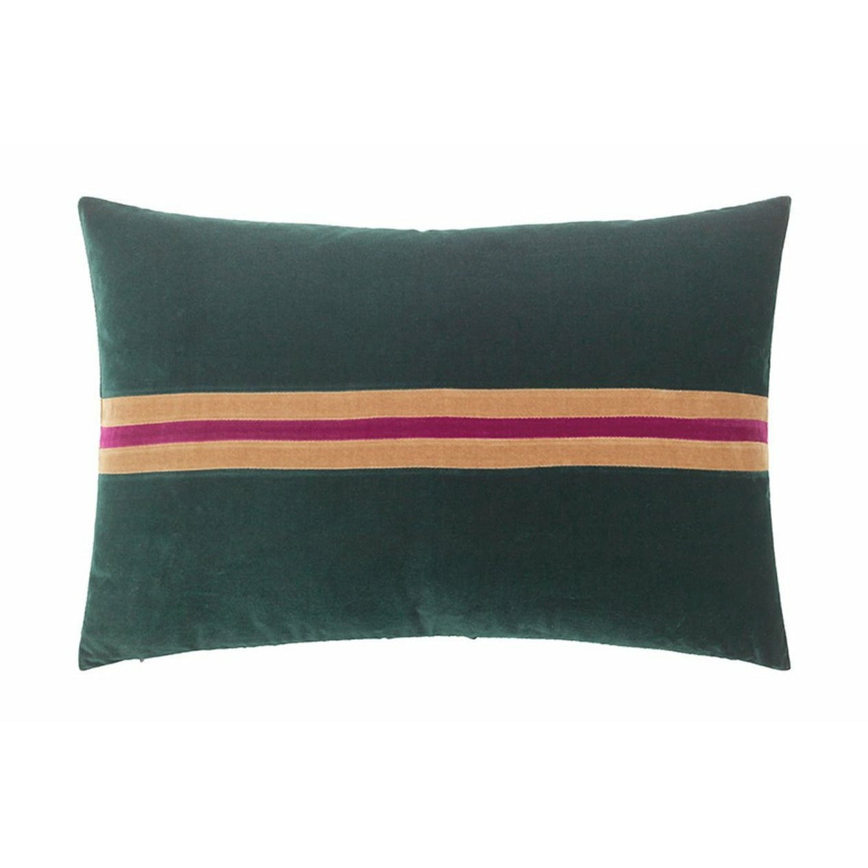 Christina Lundsteen Harlow Velor Cushion, Emerald/Camel/Anemone
