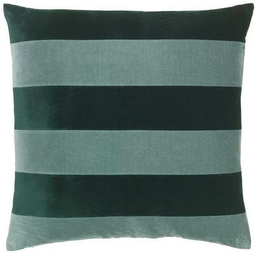 Christina Lundsteen Rand Velvet Velor Cushion 55x55 cm, blekblå/smaragd