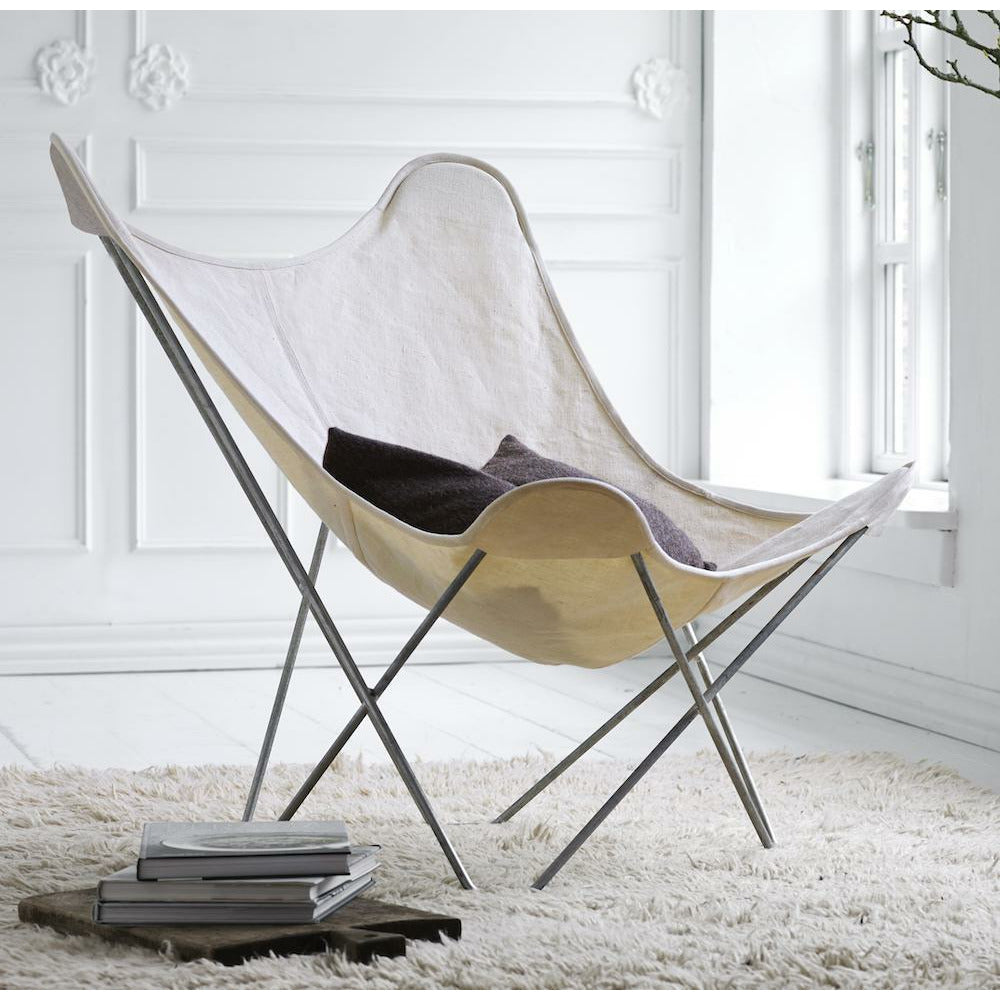 Cuero Cotton Canvas Mariposa Chair, Hvid Med Krom Stel