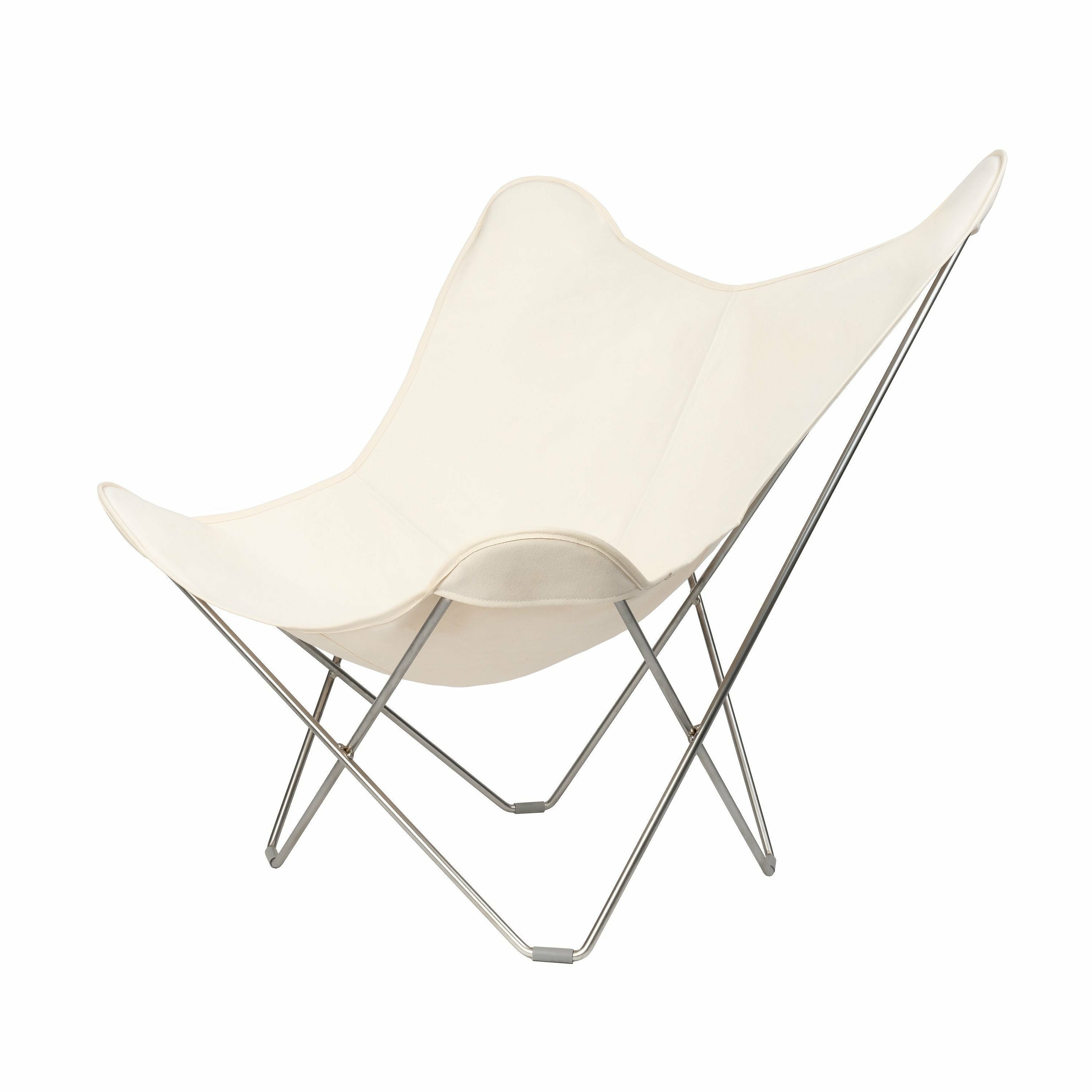 Cuero Bomull Canvas Mariposa Chair, White With Chrome Frame
