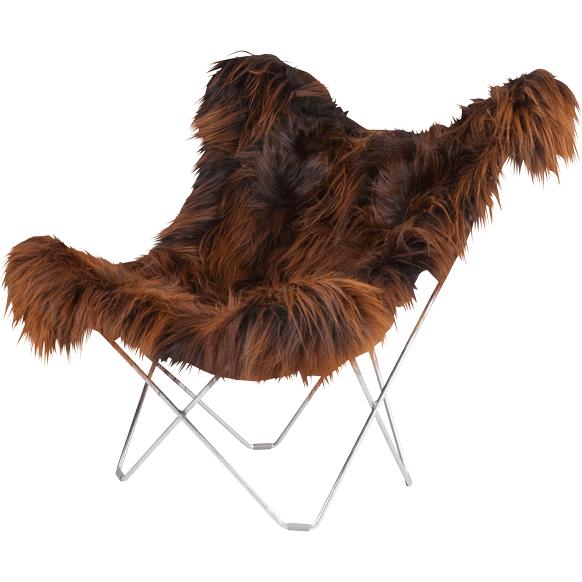 Cuero Iceland Mariposa Butterfly Chair, Wild Copper/Chrome