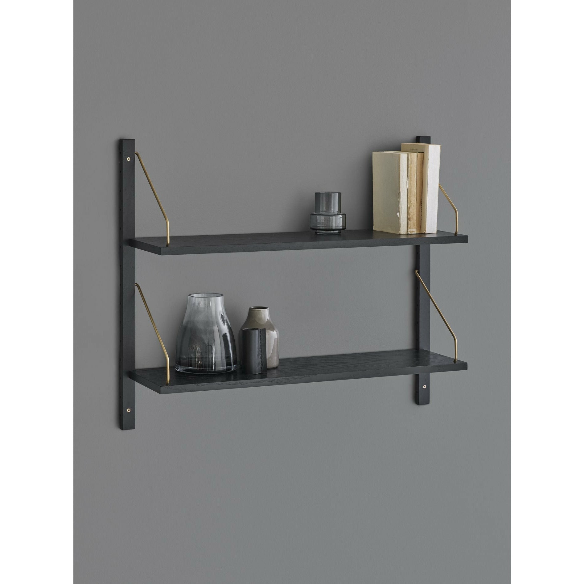 DK3 Royal System Shelf Black Lackered Oak/Brass, 24x83x74 cm